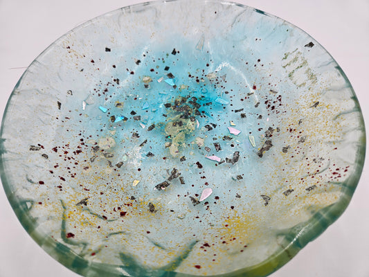 Art Glass Bowl Candy Serving Centerpiece Blown Hand Made