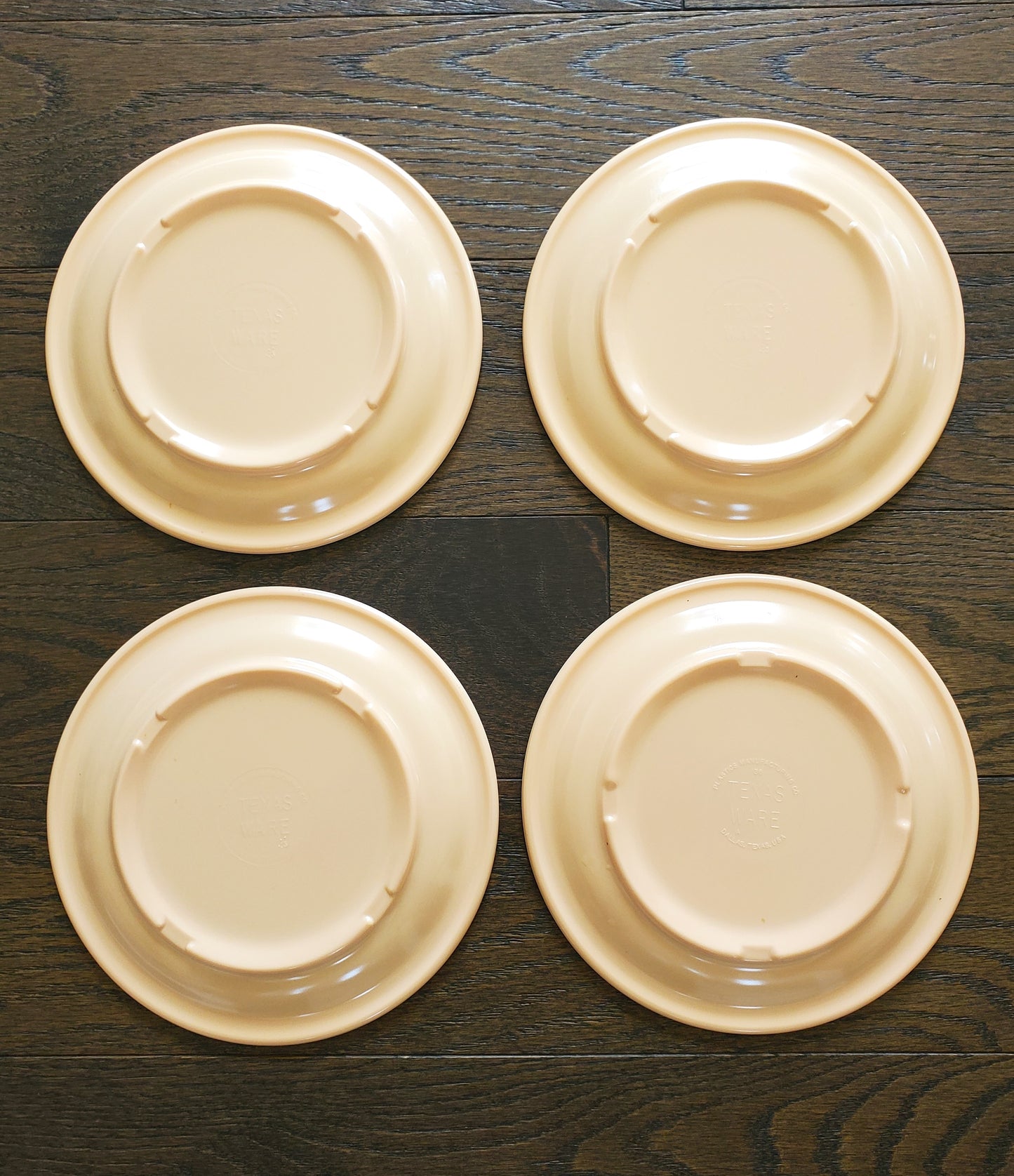 1950's Texas Ware Melamine Plates Light Peach Bread Dessert Snacks Set of 4