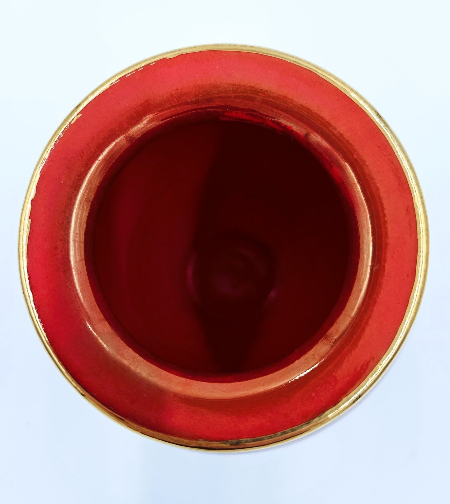 Studio Art Pottery Vase Signed Gold Drip Glaze