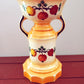 Vintage Czechoslovakia Lusterware Pottery Vase Two Handles Fruit Motif Art Deco