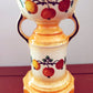 Vintage Czechoslovakia Lusterware Pottery Vase Two Handles Fruit Motif Art Deco