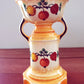 Vintage Czechoslovakia Lusterware Pottery Vase Two Handles Fruit Motif Art Deco