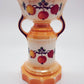 Vintage Czechoslovakia Lusterware Pottery Vase Two Handles Fruit Motif Art Deco