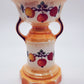 Vintage Czechoslovakia Lusterware Pottery Vase Two Handles Fruit Motif Art Deco