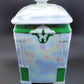Vintage Victoria China Czechoslovakia Pearl Luster White and Green Canister