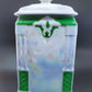 Vintage Victoria China Czechoslovakia Pearl Luster White and Green Canister