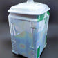 Vintage Victoria China Czechoslovakia Pearl Luster White and Green Canister