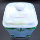 Vintage Victoria China Czechoslovakia Pearl Luster White and Green Canister