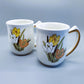 1970's USA Pottery Mugs Floral Design Vintage Set of Two