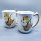 1970's USA Pottery Mugs Floral Design Vintage Set of Two