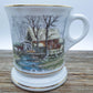 Vintage Winter Scene Mug Moustashe Protector Coffee Mug Gold Design