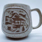 Onion River Pottery Vermont Coffee Mug Cabin Scene Stoneware